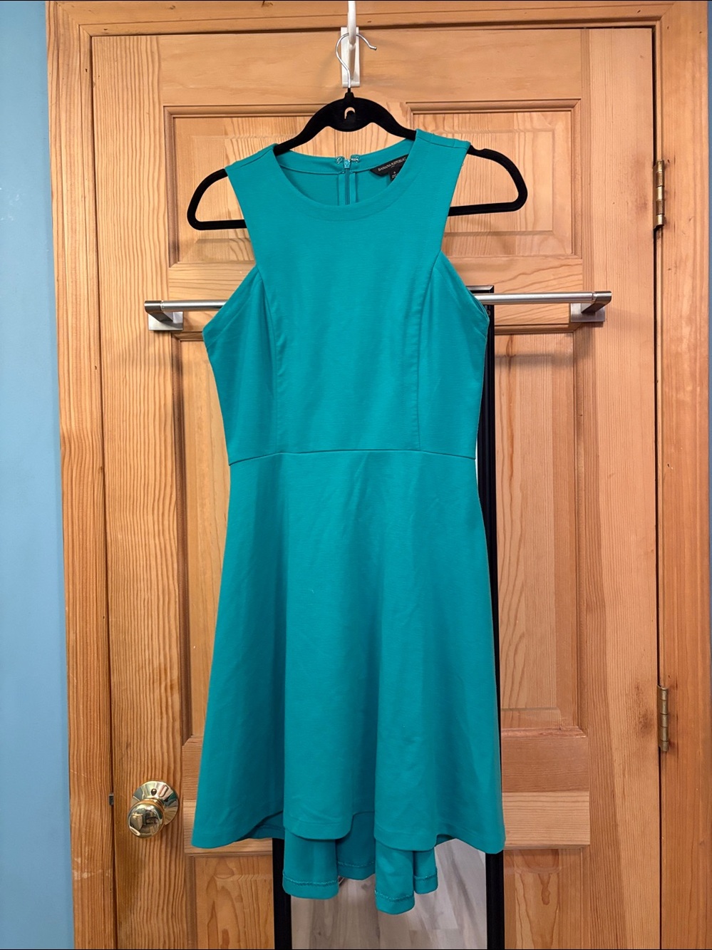 Fit and Flare High Neck Teal Skater Dress Sz 6